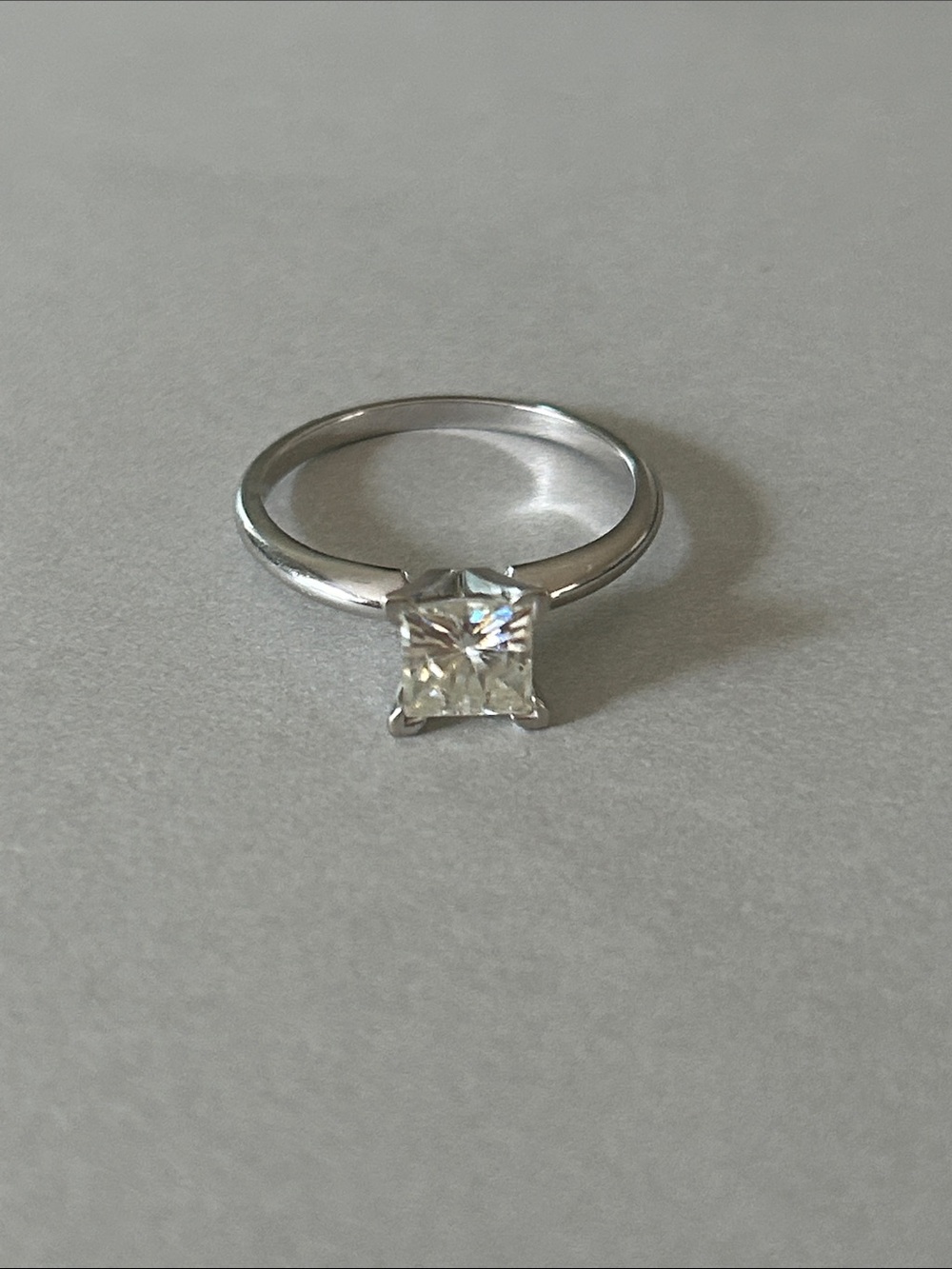 Charles & Colvard 14K White Gold Princess Cut Moissanite Solitaire Ring 7